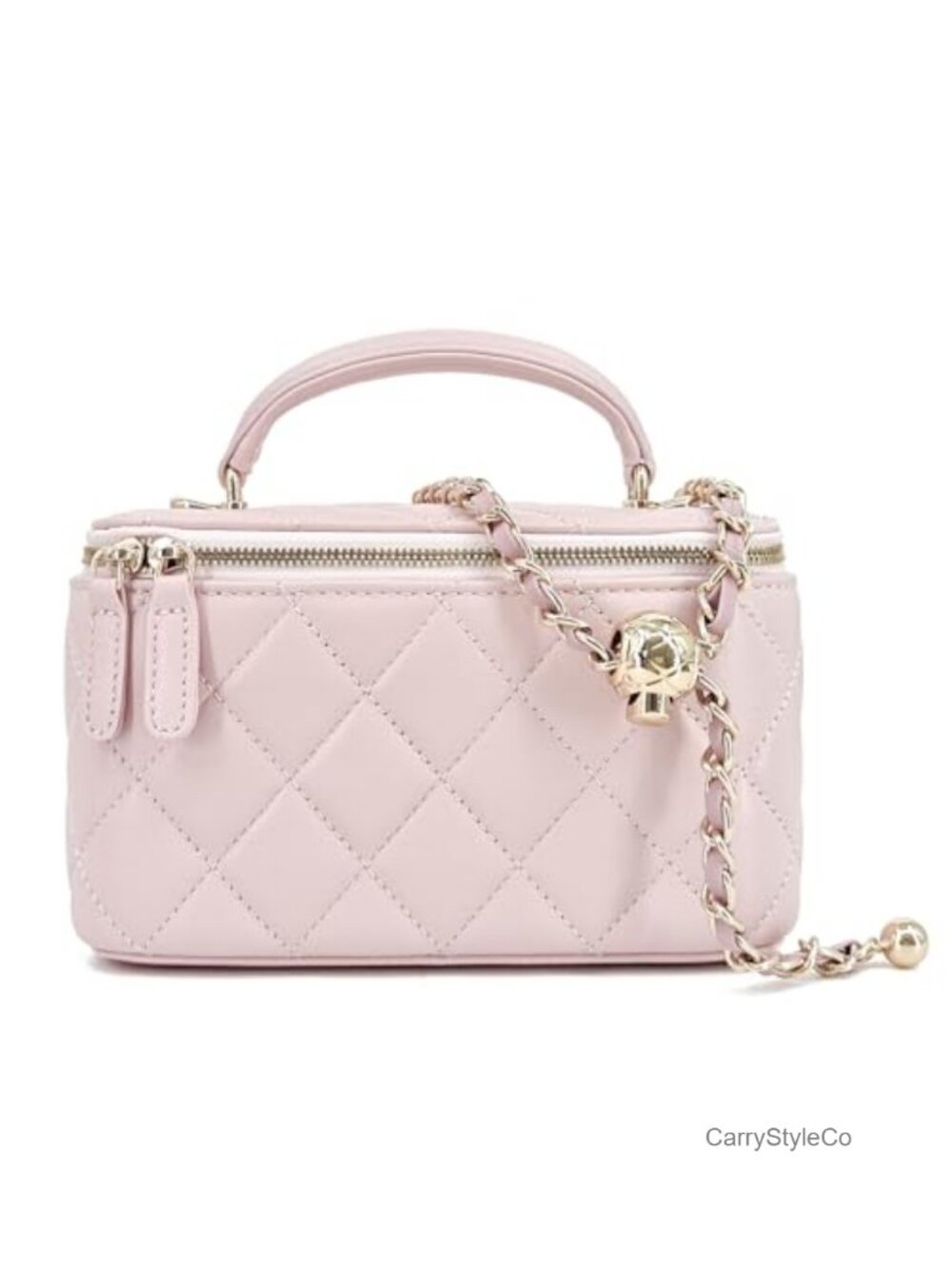 Genuine Lambskin Leather Quilted Mini Crossbody Purse Vanity Bag